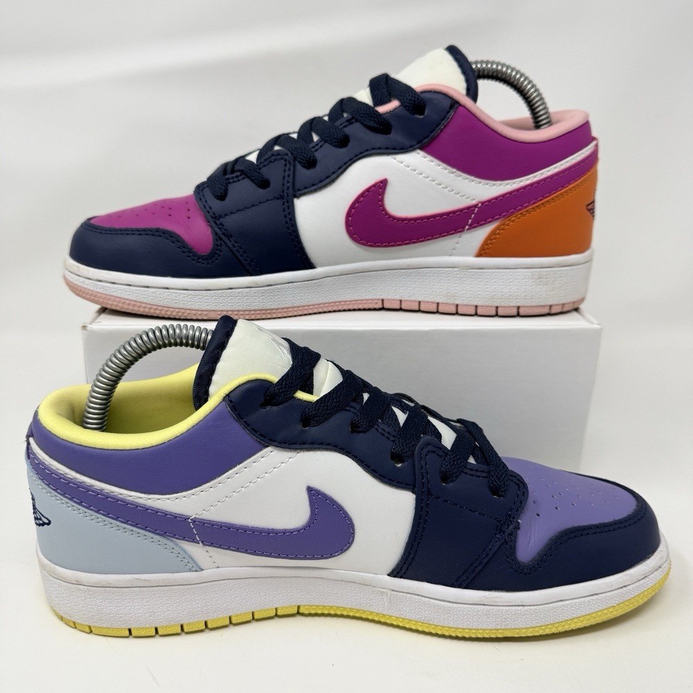 Air Jordan 1 Low SE Mismatched Purple Magenta Youth 6.5Y Women's 8 DJ4342-400 - Picture 2 of 10